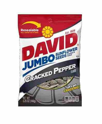 Picture of DAVID SUNFLOWER SEEDS JUMBO CRACKED PEPPER 5.25OZ