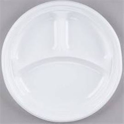 Picture of THREE COMPARTMENTS PLASTIC PLATES RED 10IN 5CT