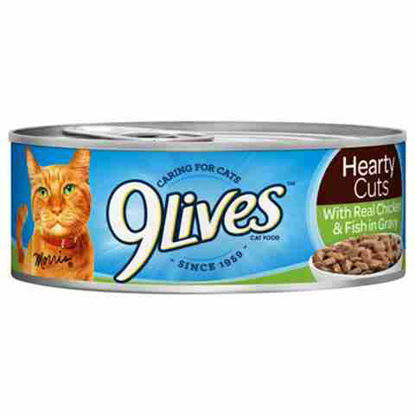 Picture of 9 LIVES CAT FOOD HEARTY CUTS WITH REAL CHICKEN N FISH GRAVY 5.5OZ