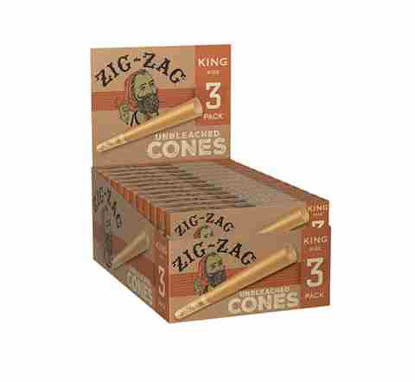 Picture of ZIG ZAG UNBLEACHED PAPER CONES KING SIZE 3PK 24CT