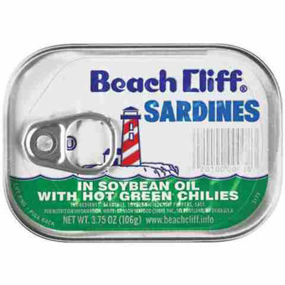 Picture of BEACH CLIFF IN SOYBEAN OIL WITH HOT GREEN CHILIES 3.75OZ