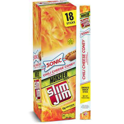 Picture of SLIM JIM BEEF JERKEY SONIC CHILI CHEESE CONEY MONSTER SIZE 1.94OZ 18CT