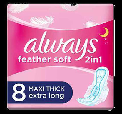 Picture of ALWAYS FEATHER SOFT MAXI THICK LONG 2 IN 1 8CT