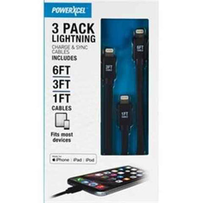 Picture of POWEREXCEL LIGHTNING CHARGING CABLE 3PK