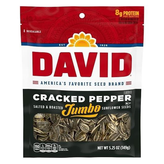 Picture of DAVID SUNFLOWER SEEDS JUMBO CRACKED PEPPER 5.25OZ