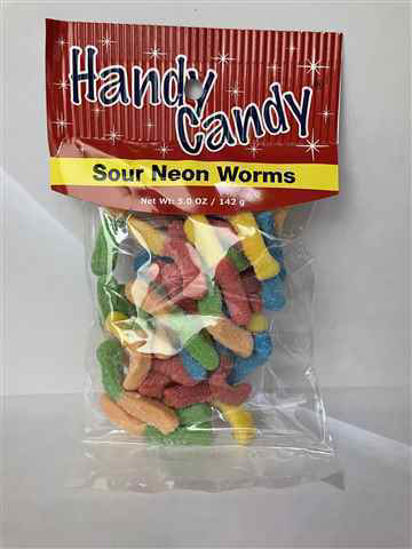 Picture of HANDY CANDY SOUR NEON WORMS 5OZ