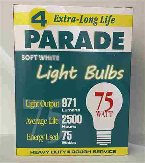 Picture of PARADE SOFT WHITE LIGHT BULBS 75 WATT 4CT