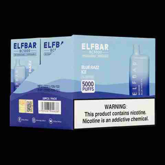 Picture of ELF BAR BLUE RAZZ ICE 5000 PUFFS 10CT
