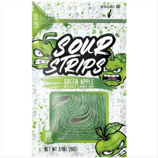 Picture of SOUR STRIPS GREEN APPLE 3.4OZ PEG
